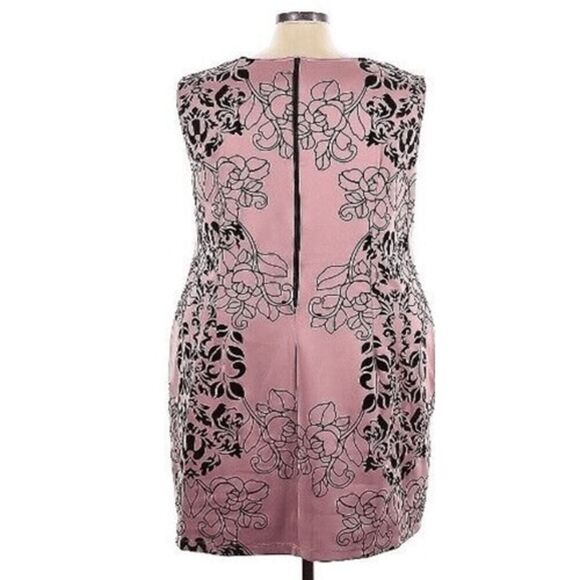 Mauve Pink Floral Print Sleeveless Dress Party Cocktail Plus Size - Picture 2 of 4